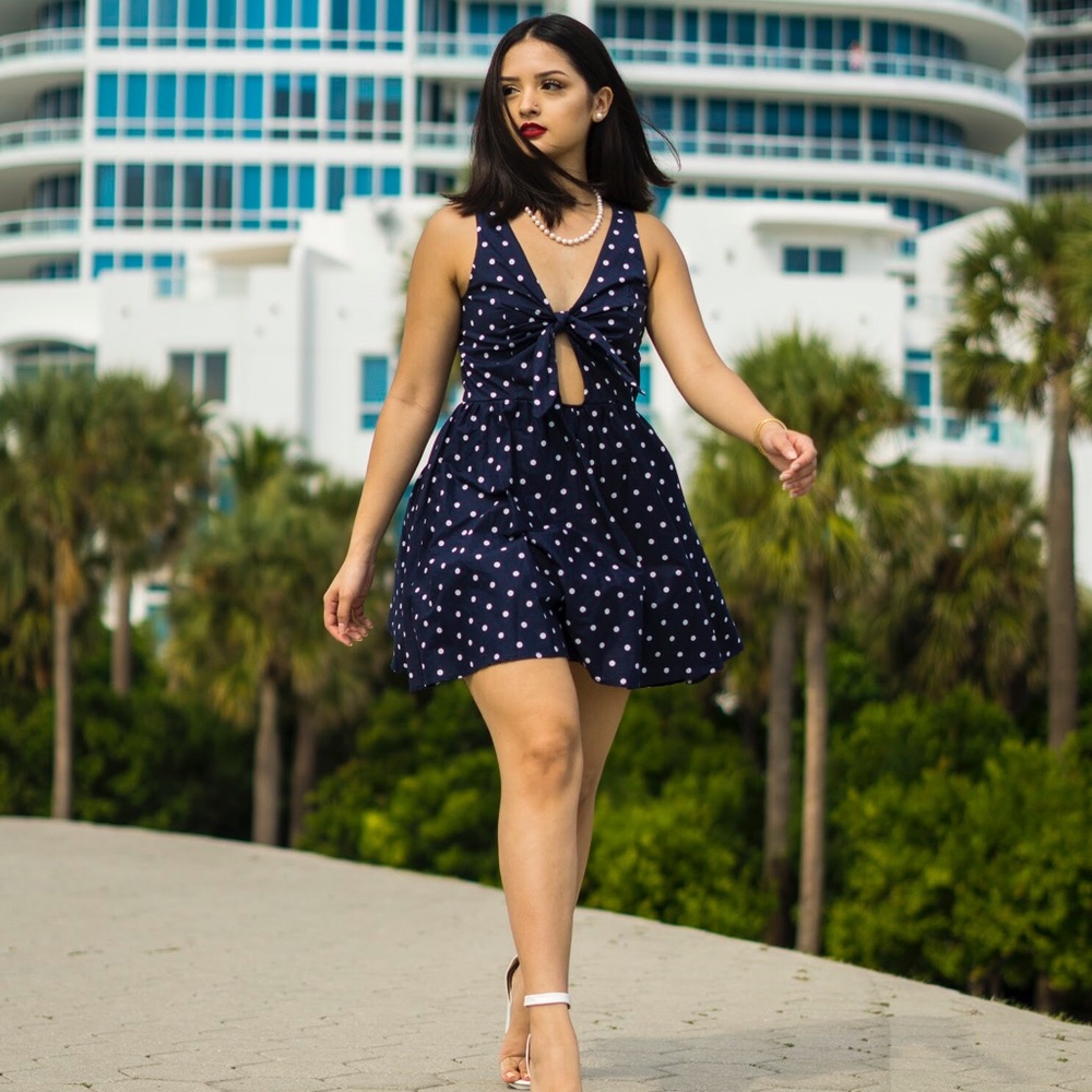 Charlotte Rouse Navy Polka Dot Dress